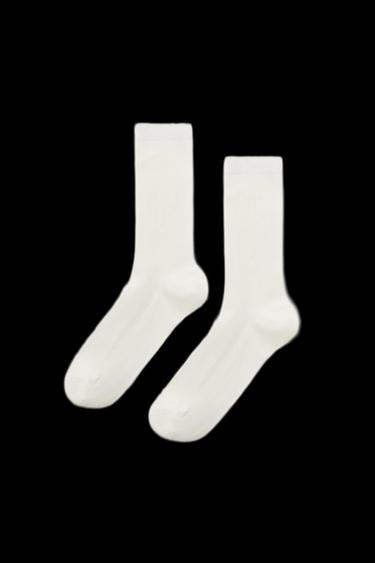 FINE RIBBED SOCKS - Ecru by Zara