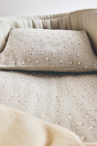 CHICK CHIFFON COTTON BABY SHEET SET — Taupe gray 1