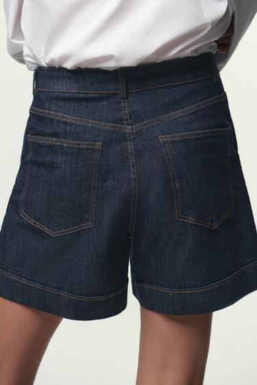Z1975 HIGH-WAIST DENIM BERMUDA SHORTS - Blue by Zara - Image 4
