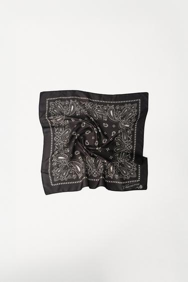 100% SILK PAISLEY BANDANA WILLY CHAVARRIA X ZARA - Black by Zara
