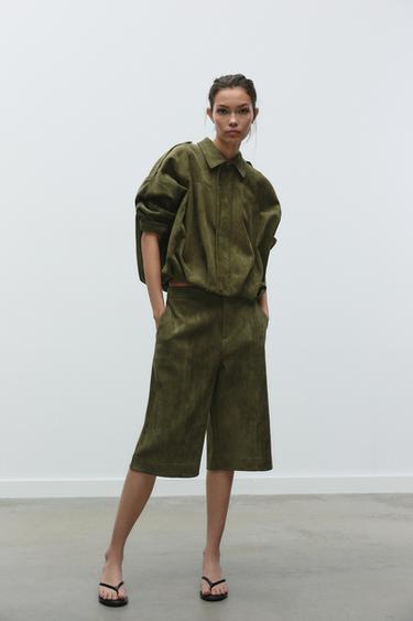 Zara SUEDE EFFECT SHORTS - Mid khaki - Image 0