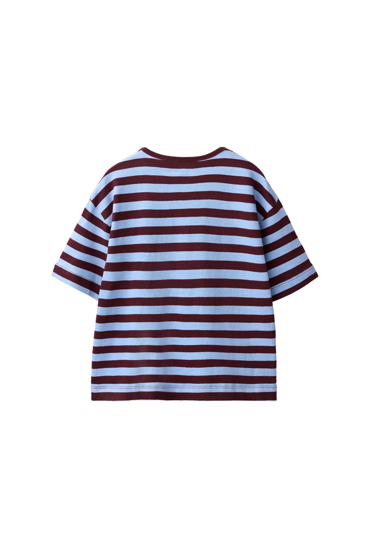 LOOSE FIT STRIPED T-SHIRT — Brown