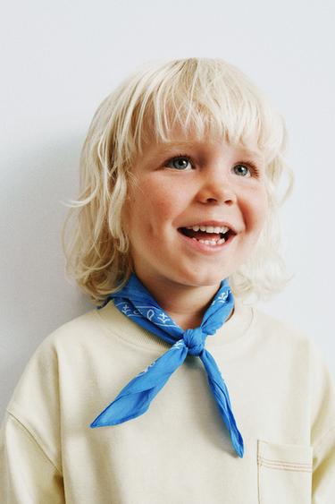 SQUARE PRINTED BANDANNA - Ink blue by Zara