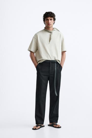 ФУТБОЛКА ИЗ РЕЛЬЕФНОЙ ТКАНИ С НАШИВКОЙ — Цвет небеленого полотна/Зеленый от Zara — изображение 0