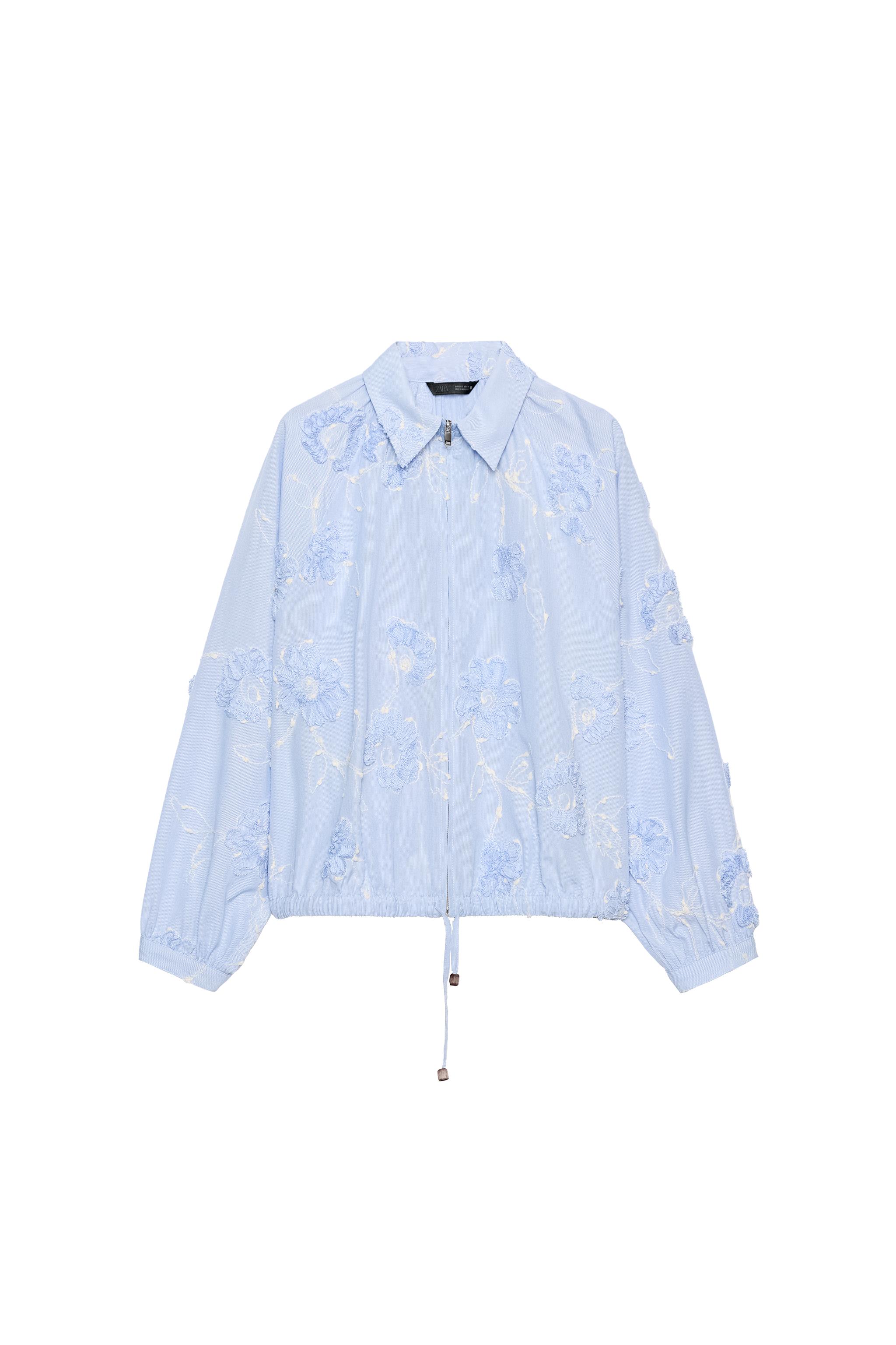 FLORAL TEXTURED EMBROIDERED SHIRT - Blue / White | ZARA United States
