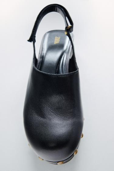 LEATHER CLOGS WITH STUDS - Black by Zara