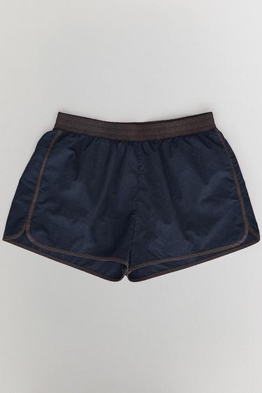 CONTRAST-TRIM SHORTS - أزرق الخاص بـ Zara