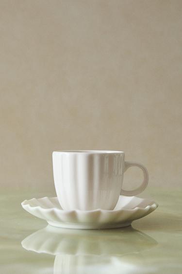 SCALLOPED PORCELAIN MUG AND SAUCER - White by Zara - Image 5