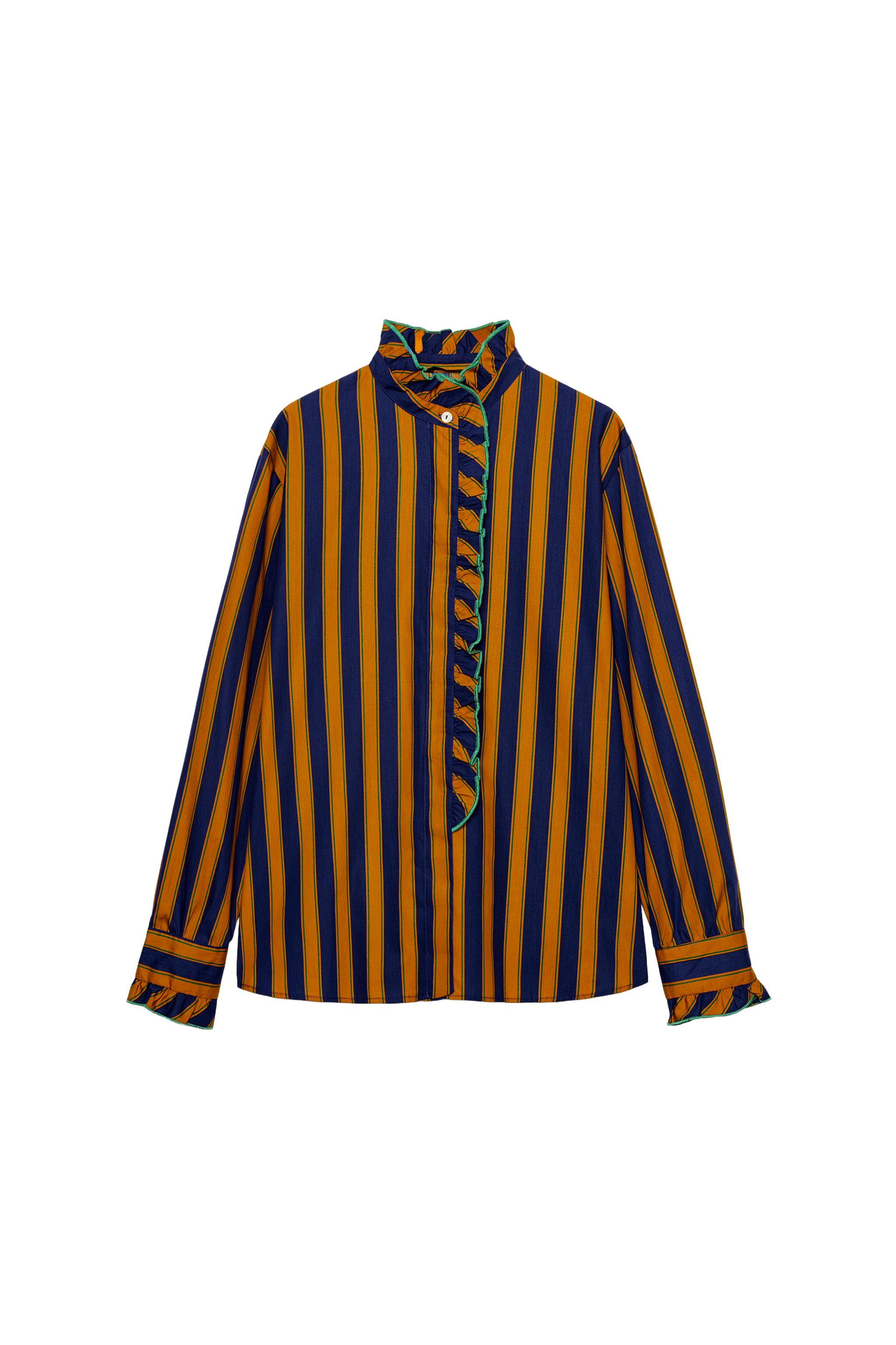 BLUSA RAYAS VOLANTES