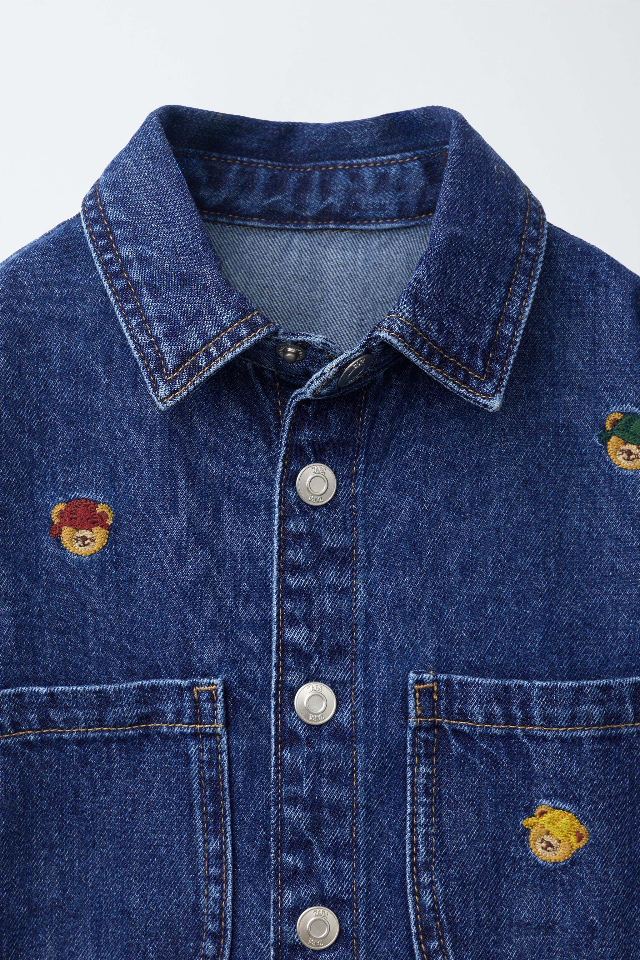 SURCHEMISE EN DENIM À MOTIF D'OURS BRODÉS