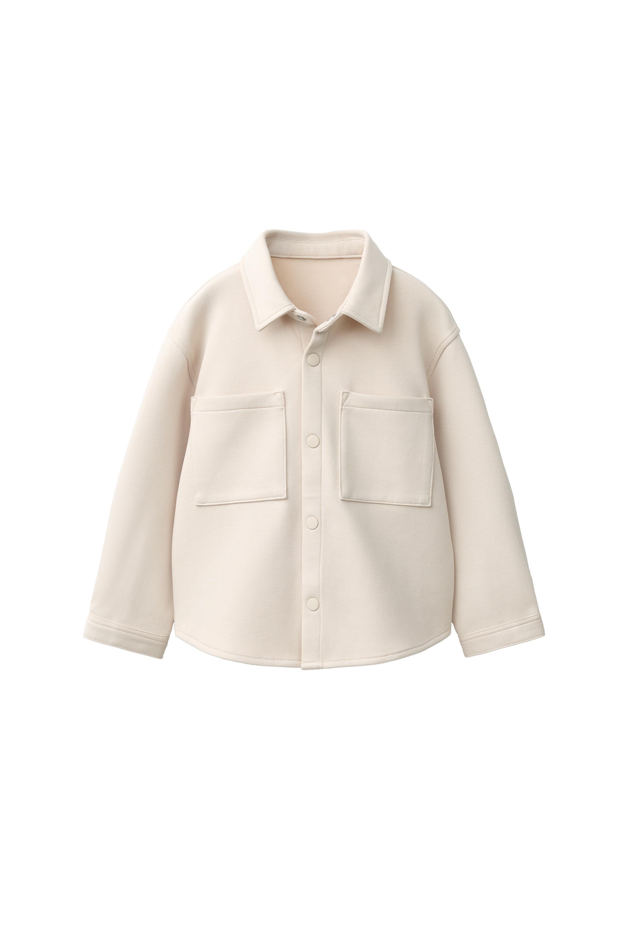 ZARA ザラ ポケット付きテクスチャードシャツジャケット L コンフォート ポケット シャツジャケット - ライトベージュ | ZARA