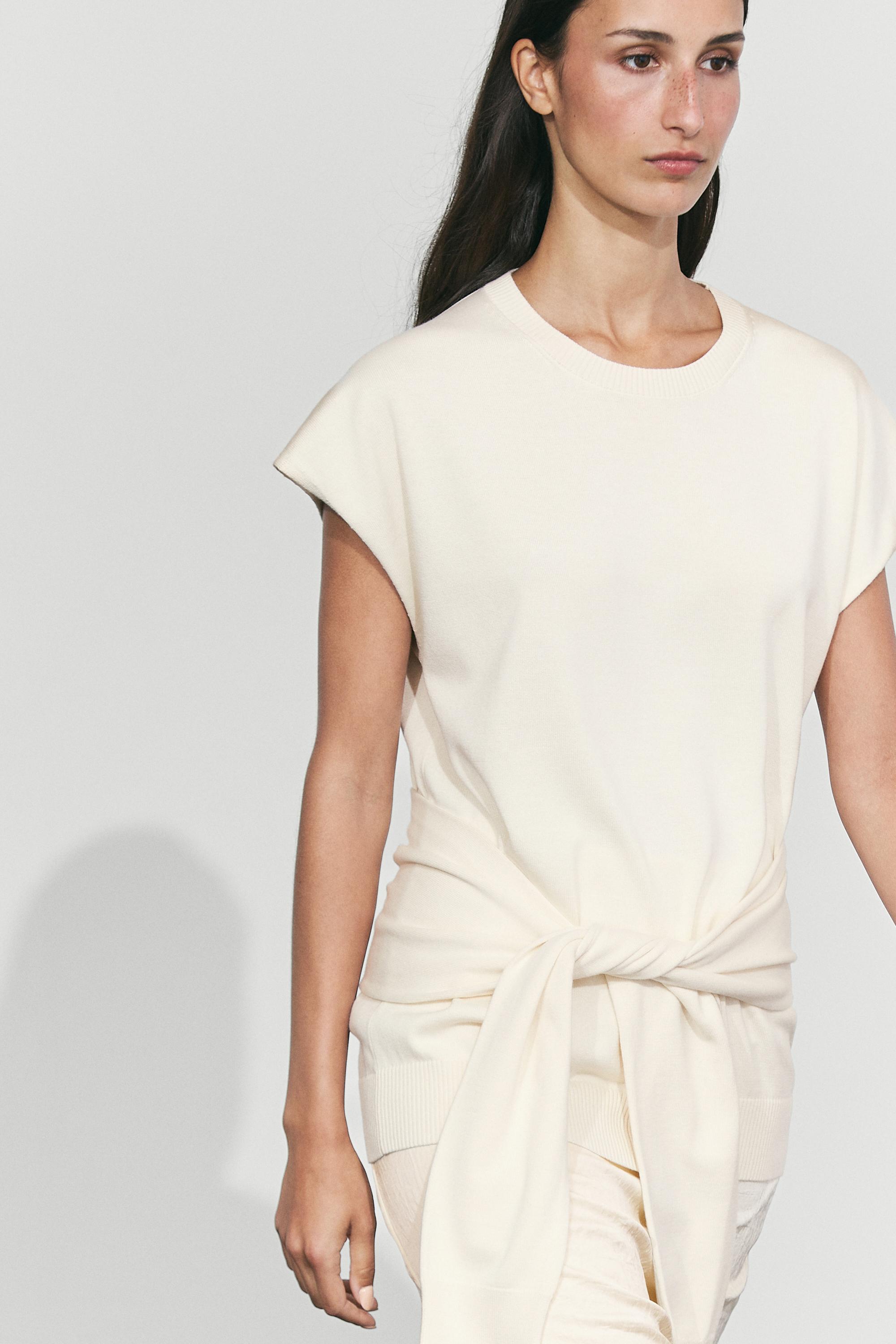 Top en maille 100 % coton avec détail noué