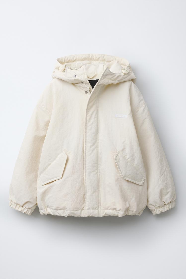 Beige Zara Hooded Parka HOODED JACKET Ecru ZARA South Africa