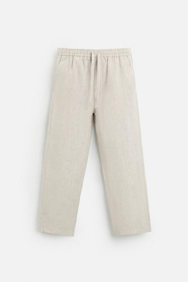 PANTALON 100 % LIN - Beige clair de Zara
