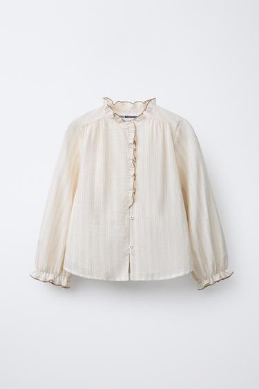 BENSIMON ® X ZARA STRIPED SHIRT WITH RUFFLES - Light tan by Zara