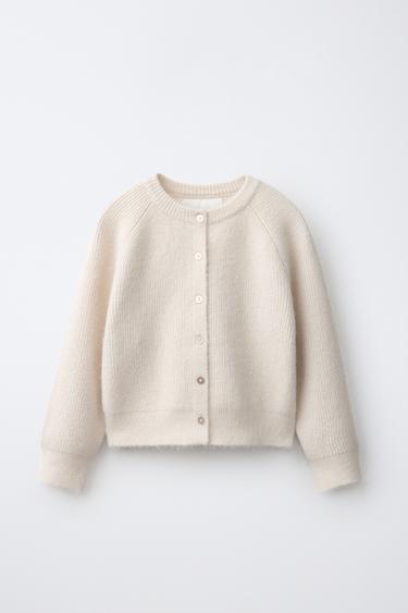 EINFARBIGE STRICKJACKE - Cremefarben von Zara