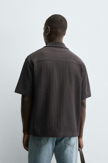 SEERSUCKER COMFORT SHIRT - Brown-Blue by Zara - Image 2