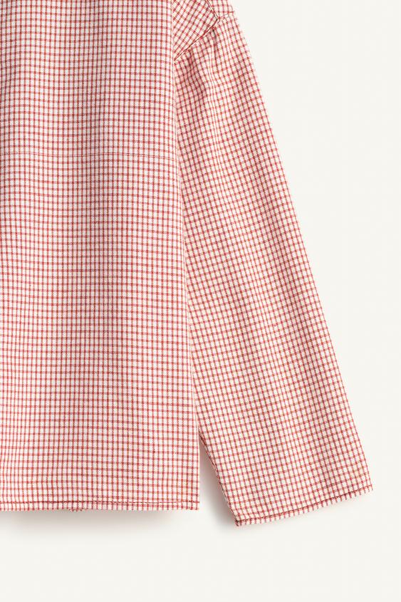 CHEMISE CARREAUX COTON LIN LIMITED EDITION - Écru / Rouge | ZARA France