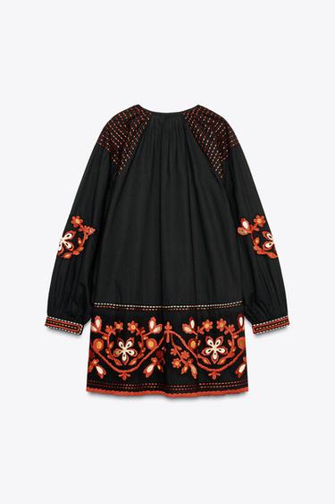 ZW COLLECTION EMBROIDERED SHORT DRESS - Black by Zara - Image 4