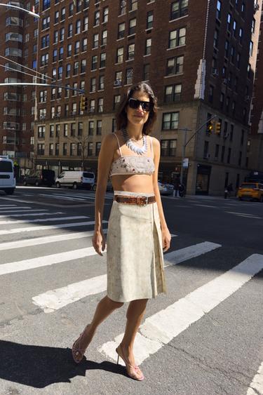 CONTRAST BOW CROP TOP - Ecru by Zara