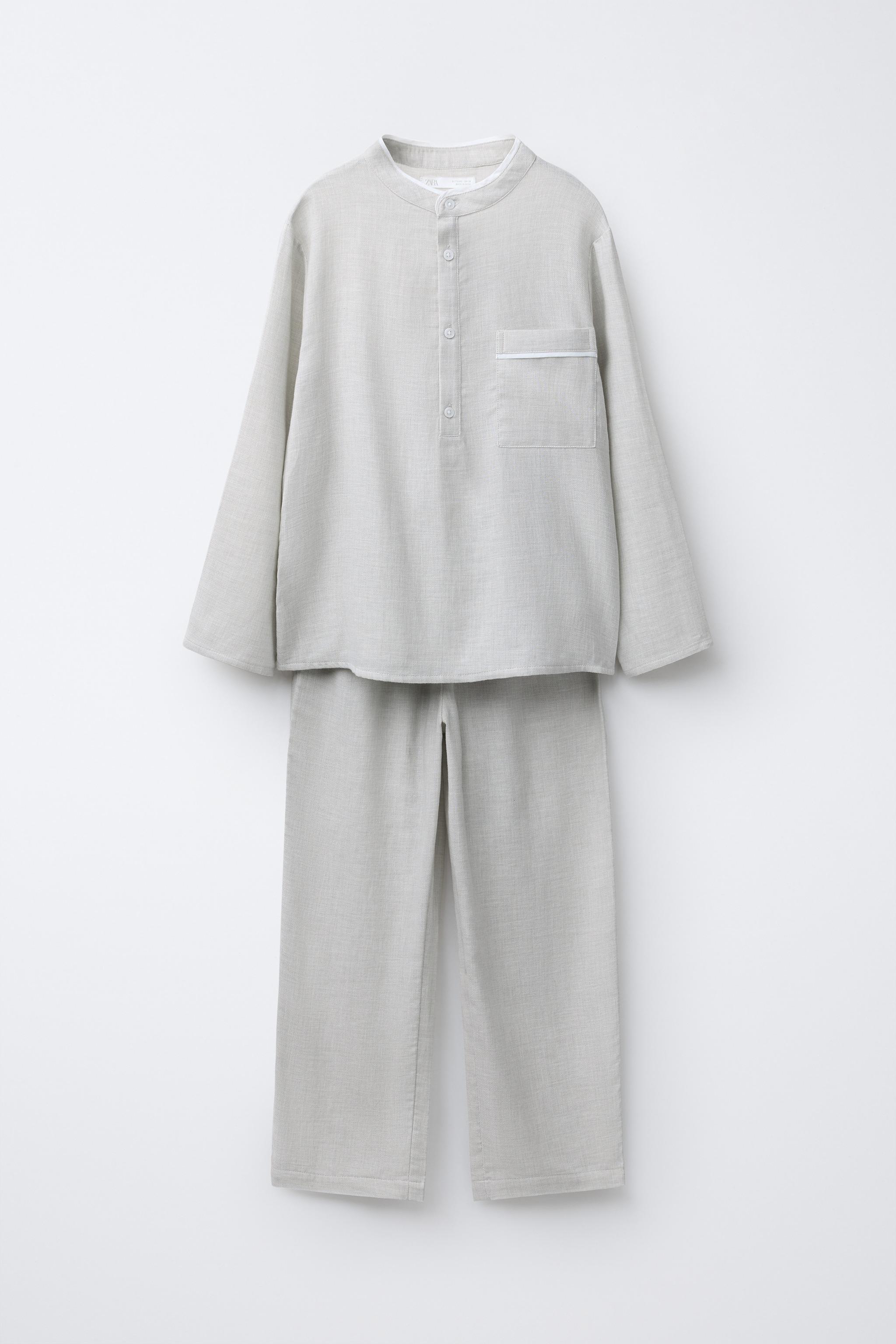 パジャマ14 6-14歳/ヘンリーネックシャツパジャマ - グレーマール | ZARA Japan / 日本