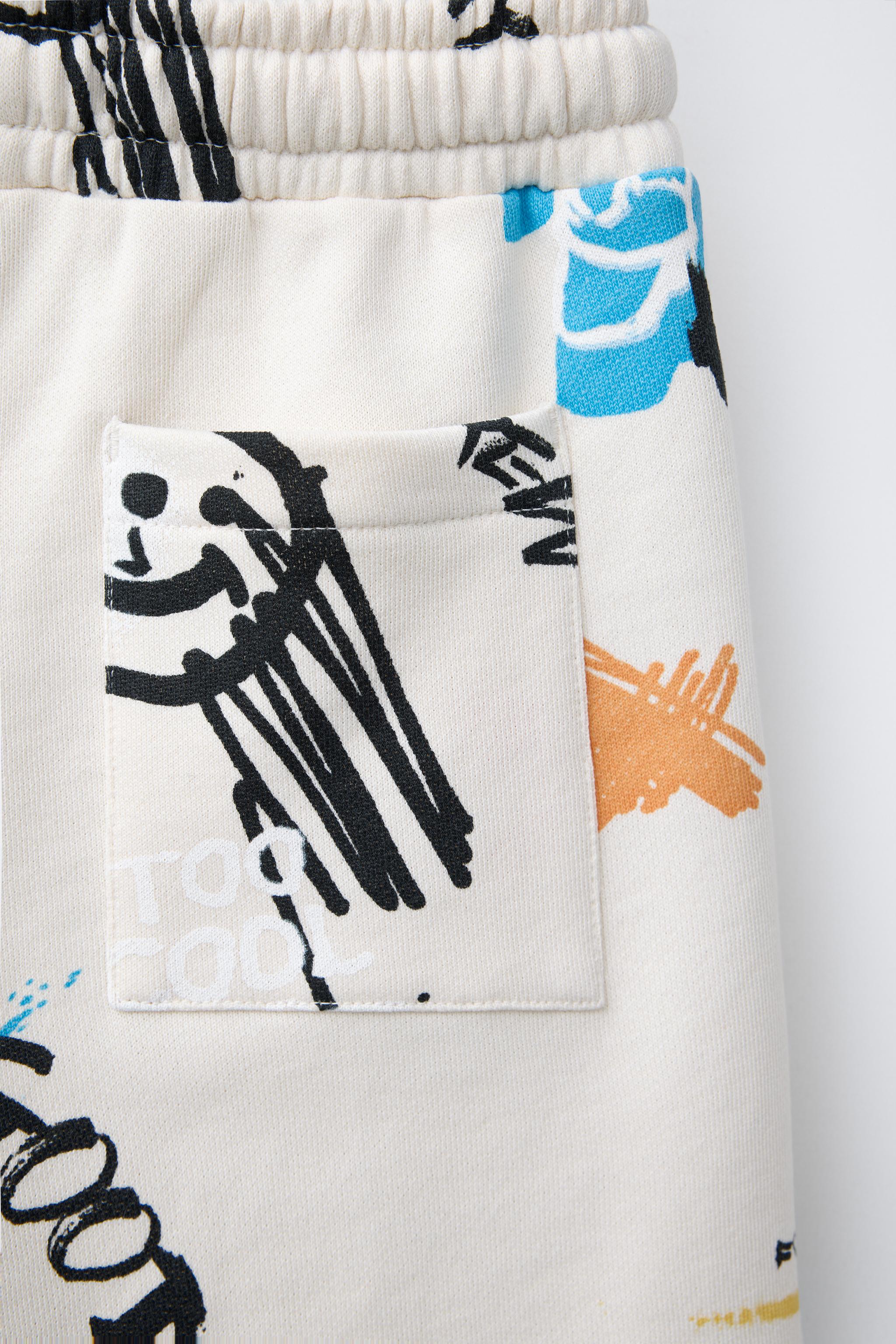 PLUSH GRAFFITI SHORTS - Oyster-white | ZARA United States
