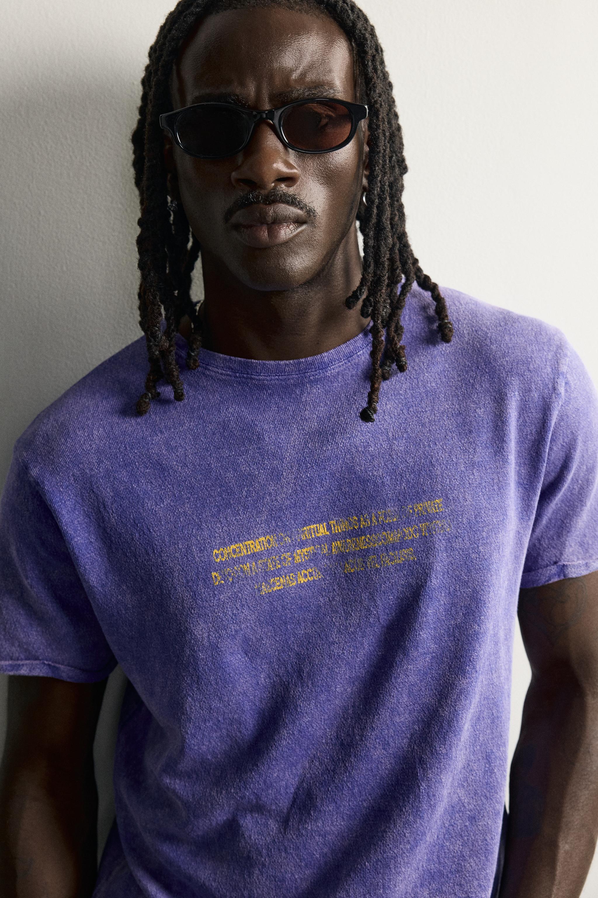 Zara YIKAMA EFEKTLİ BASKILI TRİKO T-SHIRT görsel 5