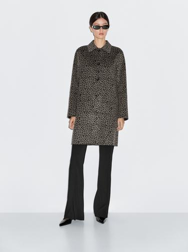 Zara Wool blend animal print coat - Gray