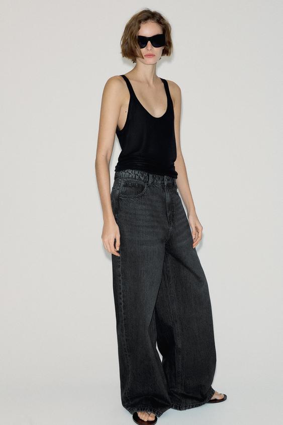 JEANS ZW COLLECTION WIDE LEG CINTURA ALTA - Preto da Zara - Imagem 0