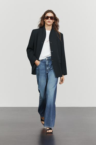 Blazer fluide à boutons - Bleu marine de Zara - Image 0