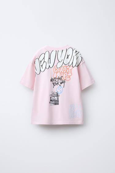 T-SHIRT IMPRIMÉ GRAFFITI - Rose de Zara - Image 1