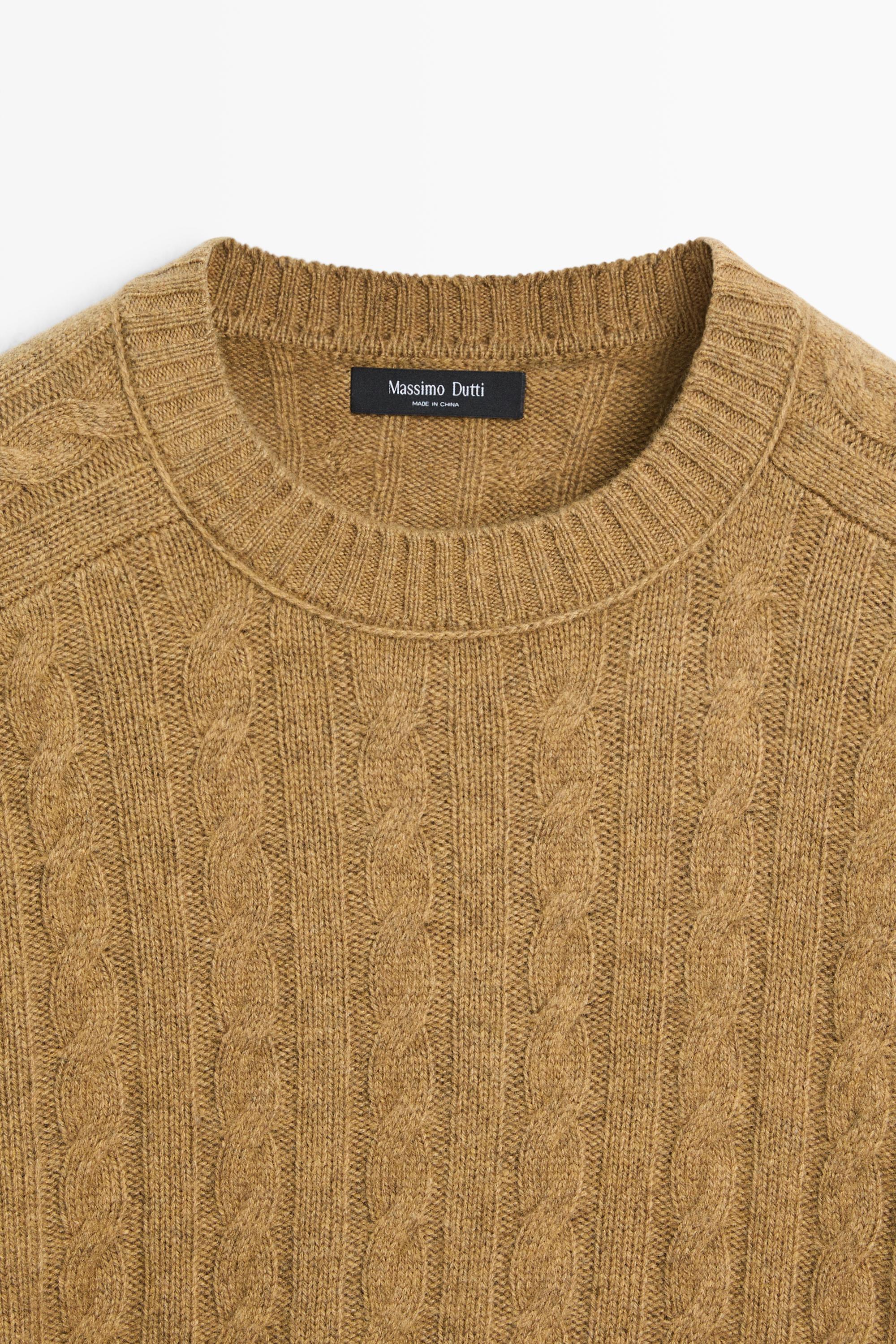 Cable knit wool blend sweater