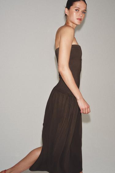 ROBE BANDEAU BIMATIÈRE - Marron de Zara - Image 3