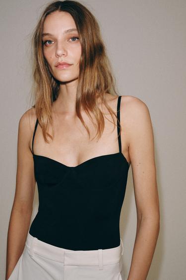 NYLON LACE BODYSUIT - Black by Zara