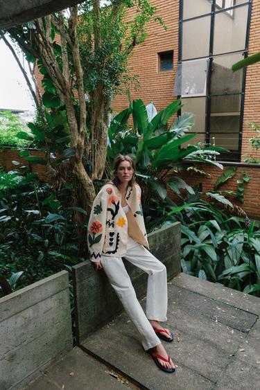 GILET BRODÉ À FLEURS 100% COTON - Écru de Zara - Image 2