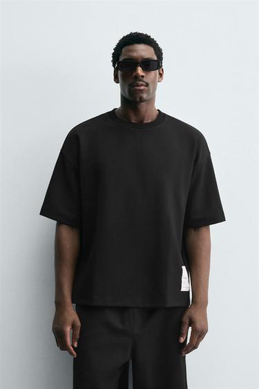 SWEAT INTERLOCK ÉTIQUETTE - Noir de Zara