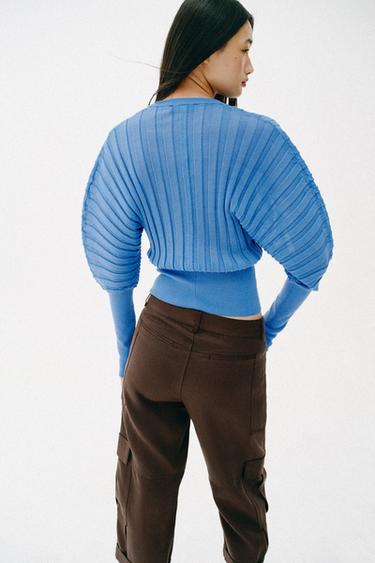 ACCORDION SLEEVE KNIT CARDIGAN - Light blue by Zara - Image 4