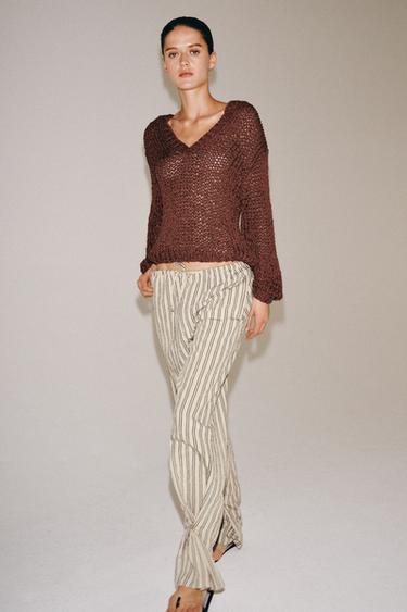 PANTALON DROIT À RAYURES ZW COLLECTION - Gris de Zara - Image 4