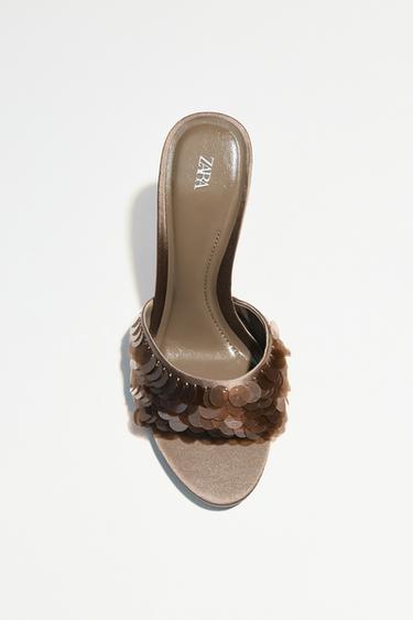 FANTASY SEQUIN SANDALS - Taupe Grey by Zara
