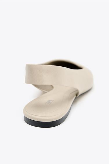 LEATHER SLINGBACK BALLERINA - Ecru White by Zara