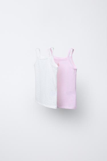 Zaras 2–6 ÅR/ TVÅPACK T-SHIRTS MED VICHYRUTOR OCH SMÅ BLOMMOR - Flerfärgad - Bild 0