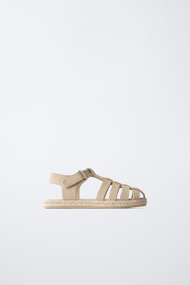 SANDALES STYLE PLAGE EN CUIR ET JUTE - Marron sable de Zara - Image 0