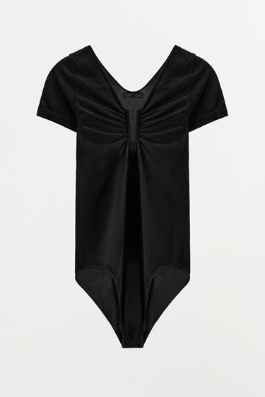 HOSIERY BODYSUIT WITH METAL PIECE - Black by Zara - Image 5