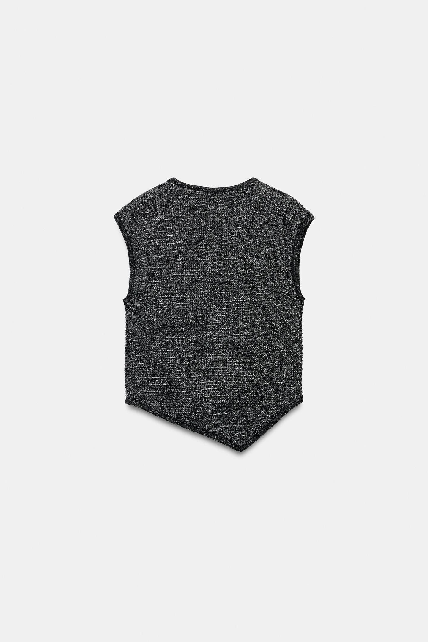 Женский топ Zara Asymmetric Knit, цвет: Матовый серебряный — фото 7