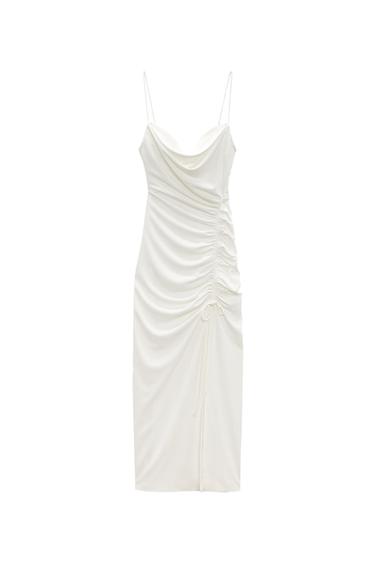 MIDI DRESS WITH DRAPED DETAIL