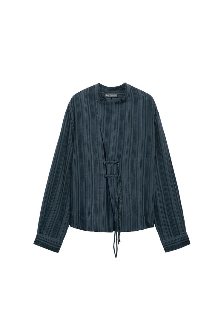 ZW COLLECTION STRIPED SHIRT WITH FROG FASTENING