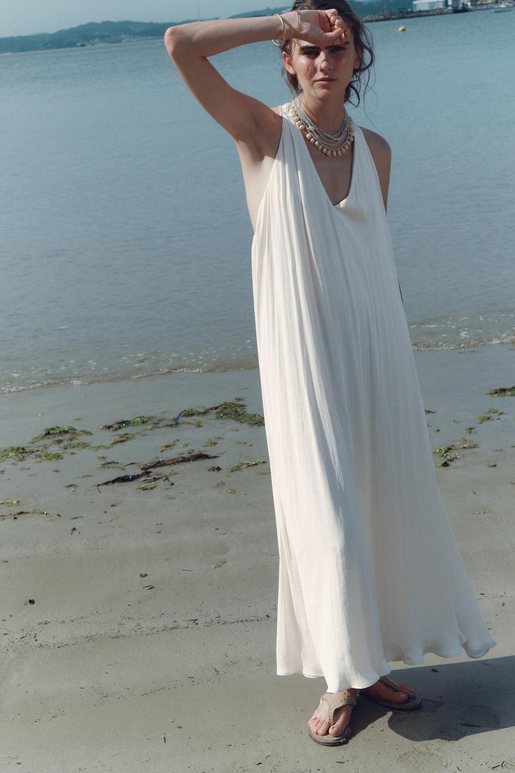 VESTIDO FLUIDO ESPALDA COMBINADA Crudo ZARA España