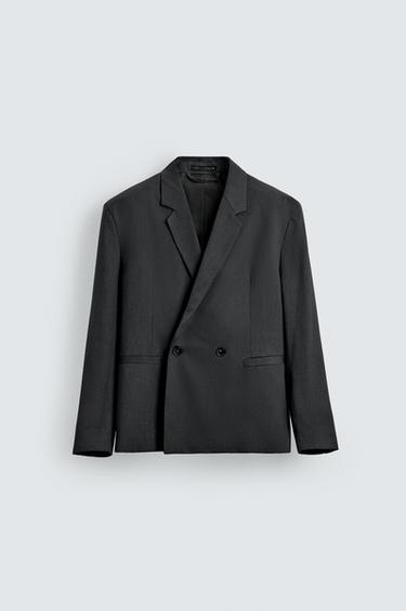 Zara DOUBLE BREASTED SUIT BLAZER - Anthracite grey