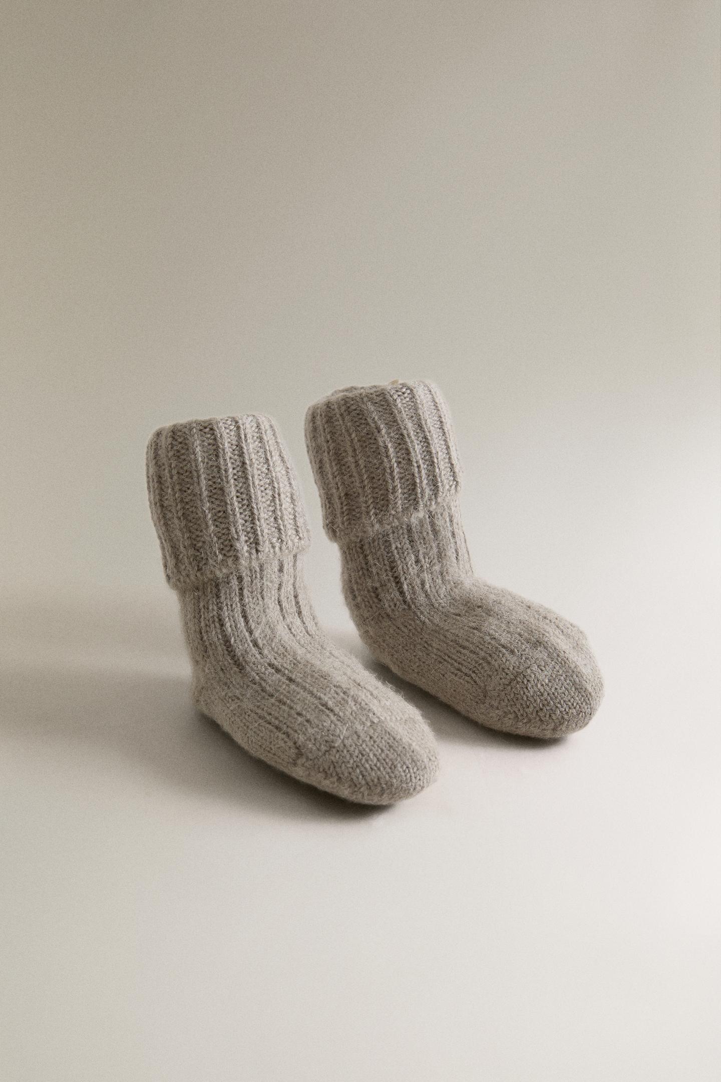 Ботинки Zara Alpaca Booties для малышей, цвет: Коричневый / Серо-коричневый