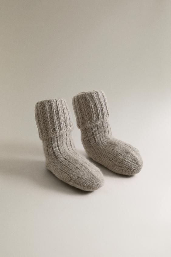 DĚTSKÉ BOTIČKY Z ALPAKY - Hnědá / Tmavošedá od Zara - Obrázek 0